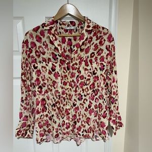Rose Petals in Shades of Pink Long Sleeve Button Down by MNG